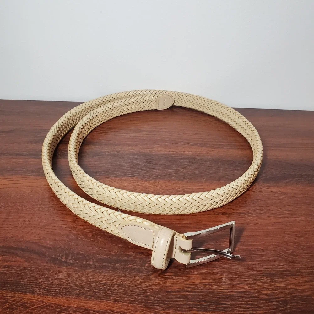 Leather braided women's belt size M/L‎ - leather rim w/bonded leather braid